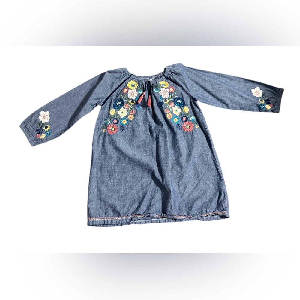 Mud Pie 4T Denim Embroidered Dress